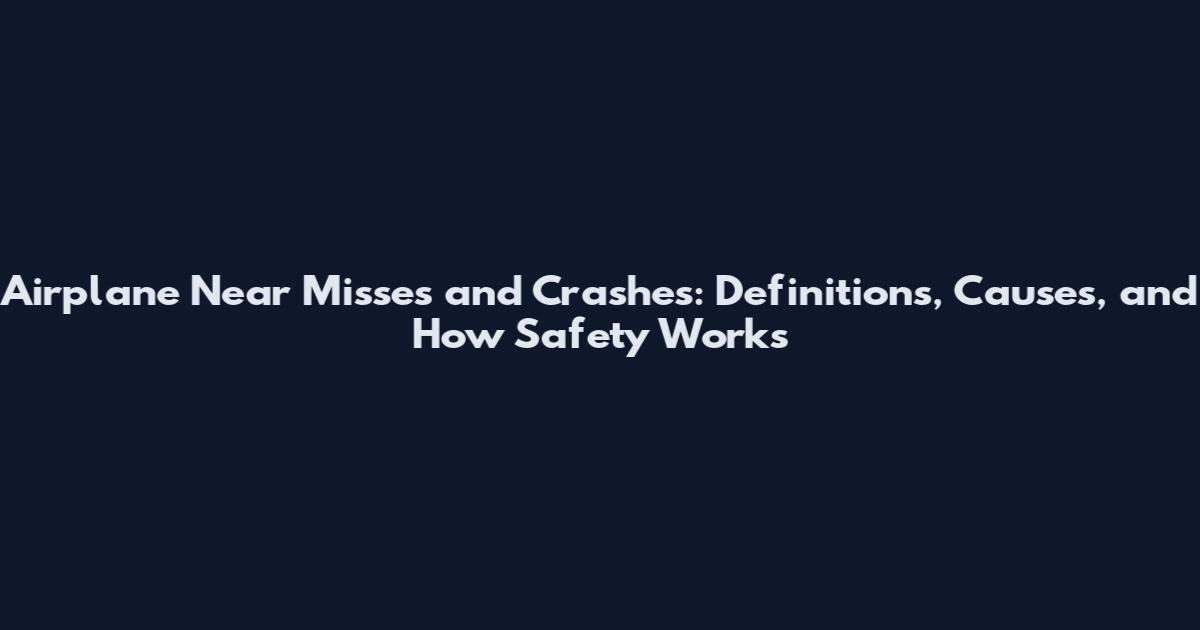 Airplane Near Misses and Crashes: Definitions, Causes, and How Safety Works