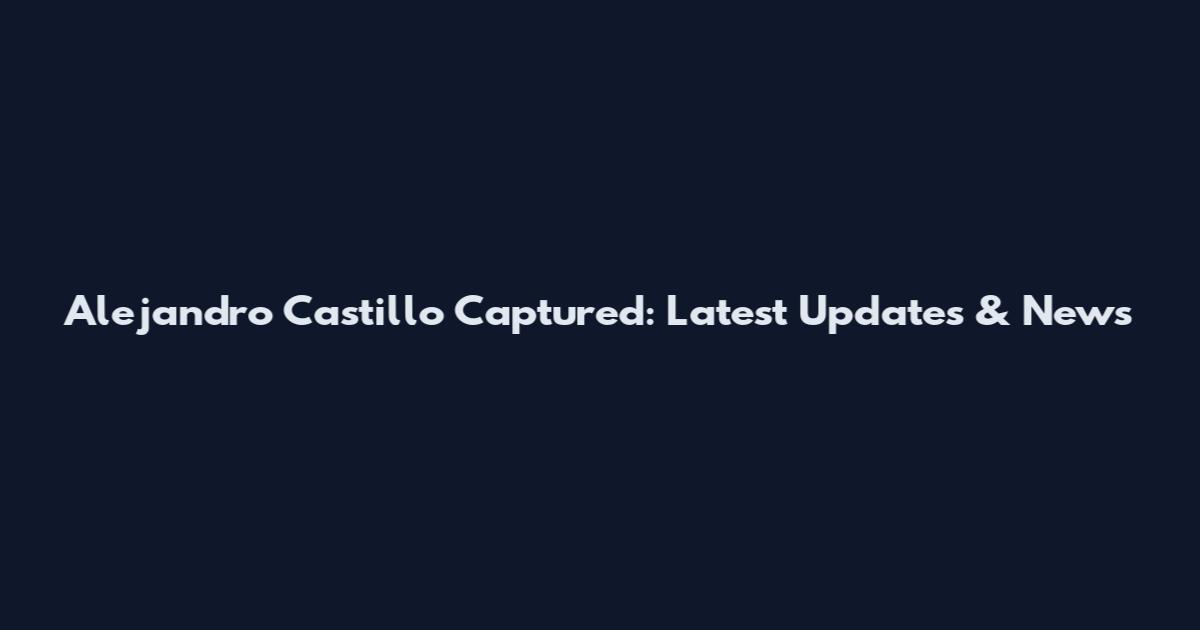 Alejandro Castillo Captured: Latest Updates & News