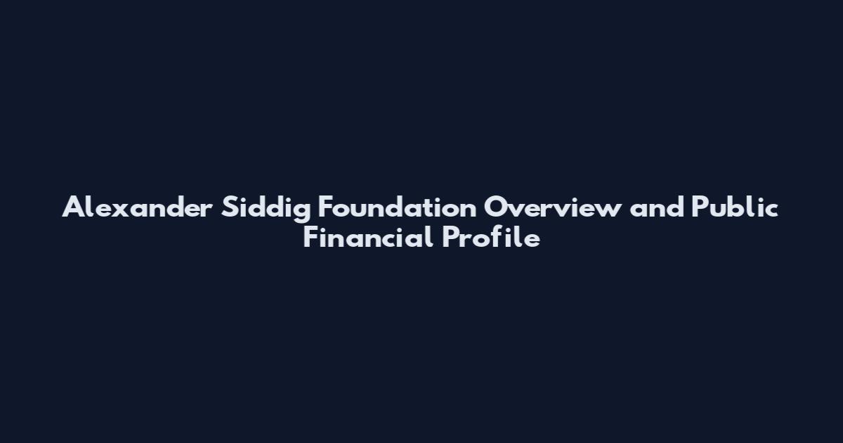 Alexander Siddig Foundation Overview and Public Financial Profile
