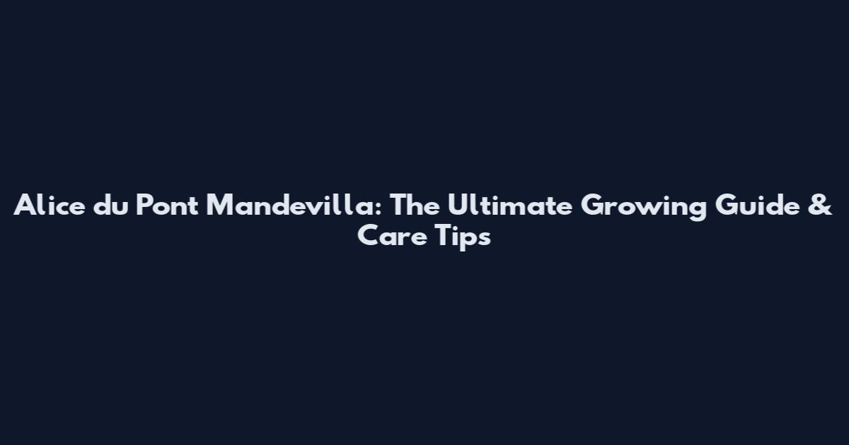 Alice du Pont Mandevilla: The Ultimate Growing Guide & Care Tips