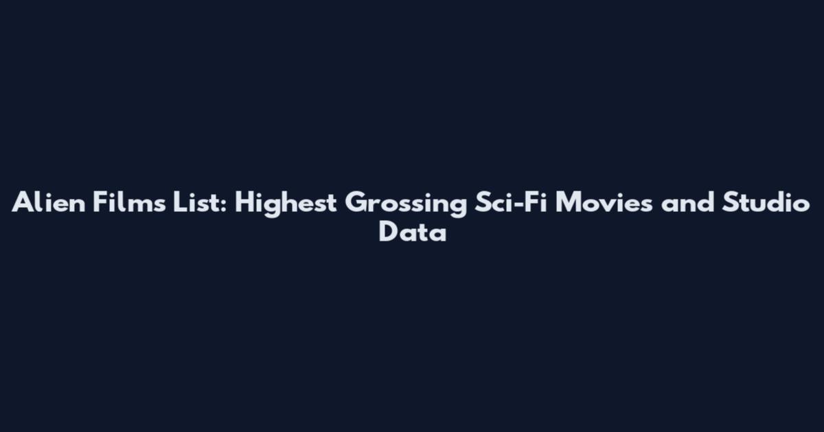 Alien Films List: Highest Grossing Sci-Fi Movies and Studio Data