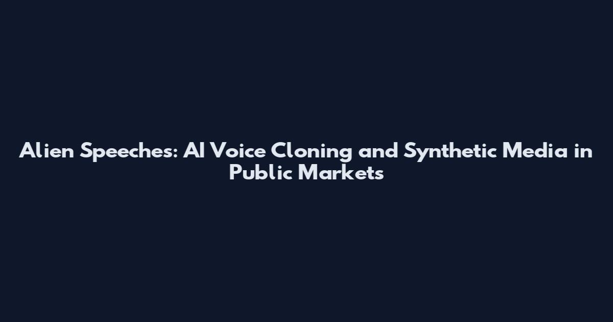Alien Speeches: AI Voice Cloning and Synthetic Media in Public Markets