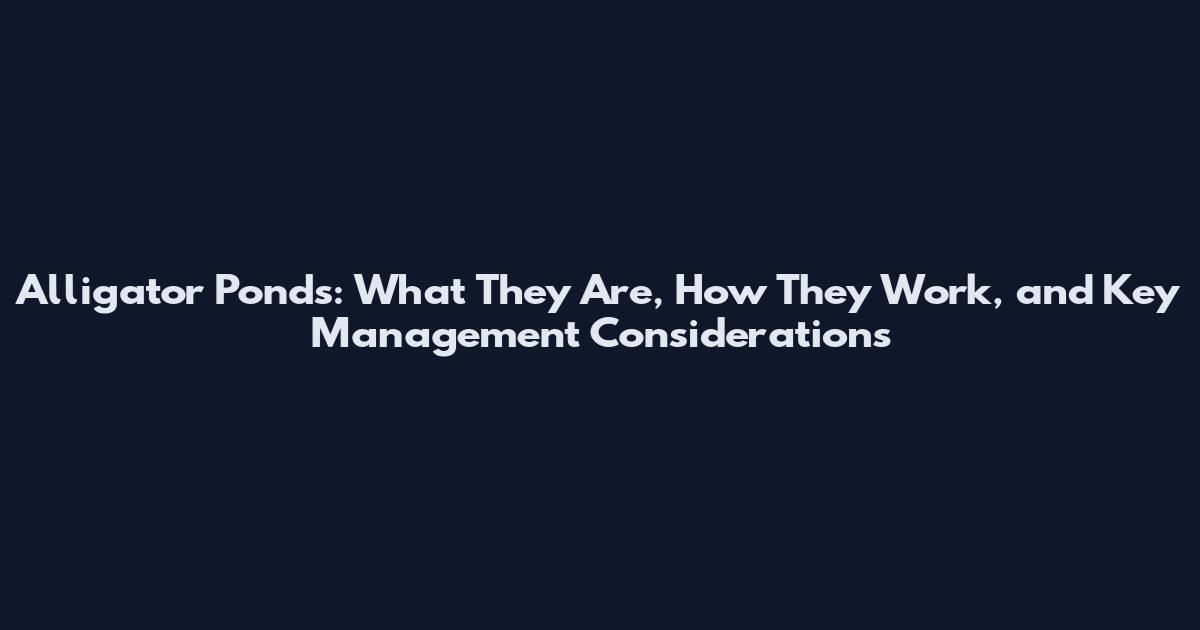 Alligator Ponds: What They Are, How They Work, and Key Management Considerations