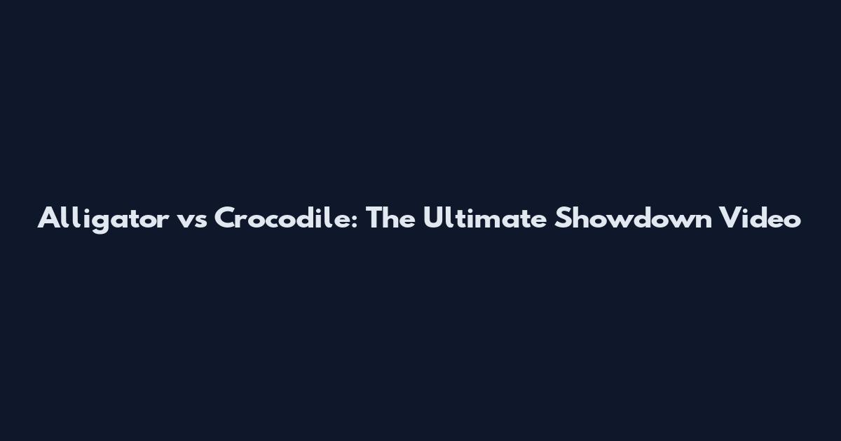 Alligator vs Crocodile: The Ultimate Showdown Video