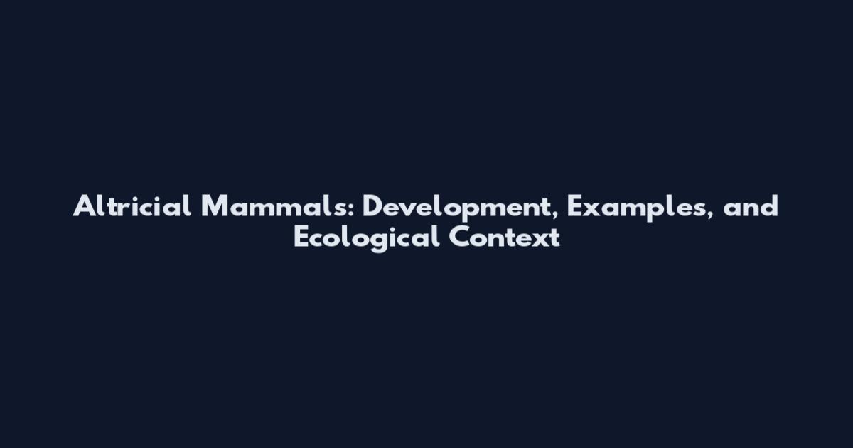 Altricial Mammals: Development, Examples, and Ecological Context