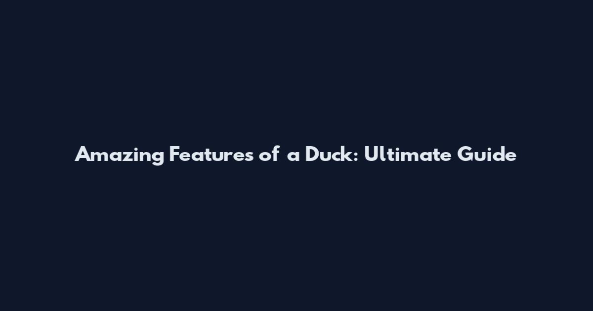 Amazing Features of a Duck: Ultimate Guide