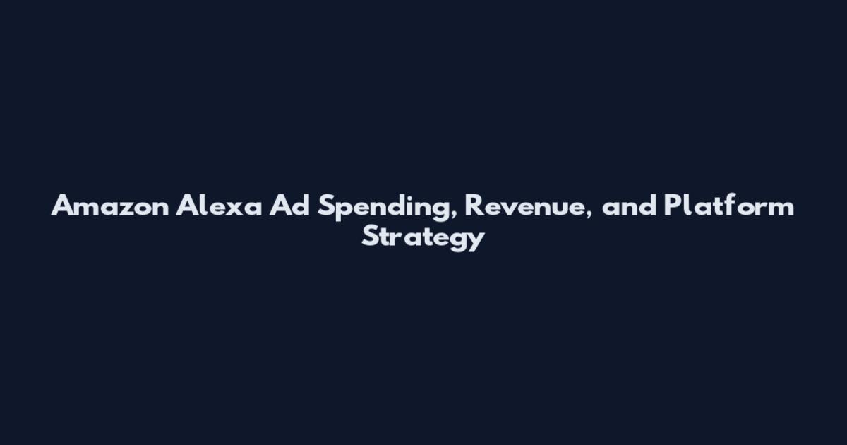 Amazon Alexa Ad Spending, Revenue, and Platform Strategy