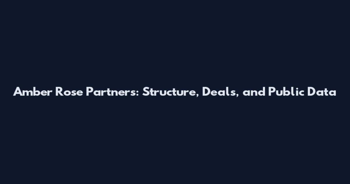 Amber Rose Partners: Structure, Deals, and Public Data