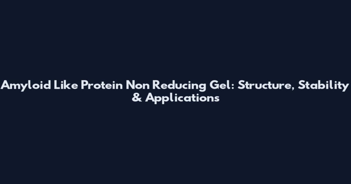 Amyloid Like Protein Non Reducing Gel: Structure, Stability & Applications