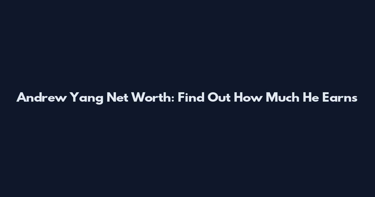 Andrew Yang Net Worth: Find Out How Much He Earns