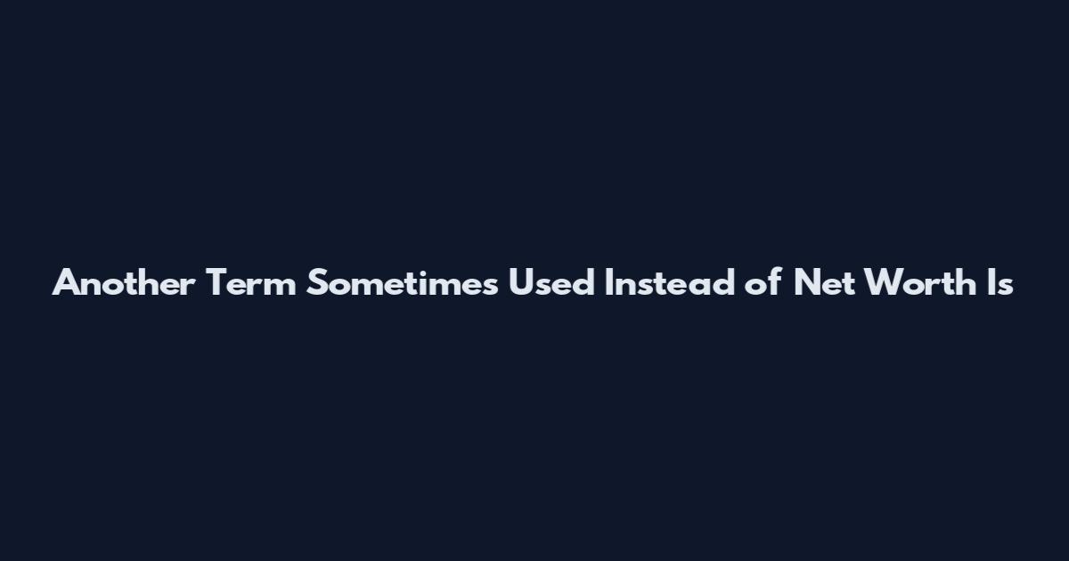 Another Term Sometimes Used Instead of Net Worth Is