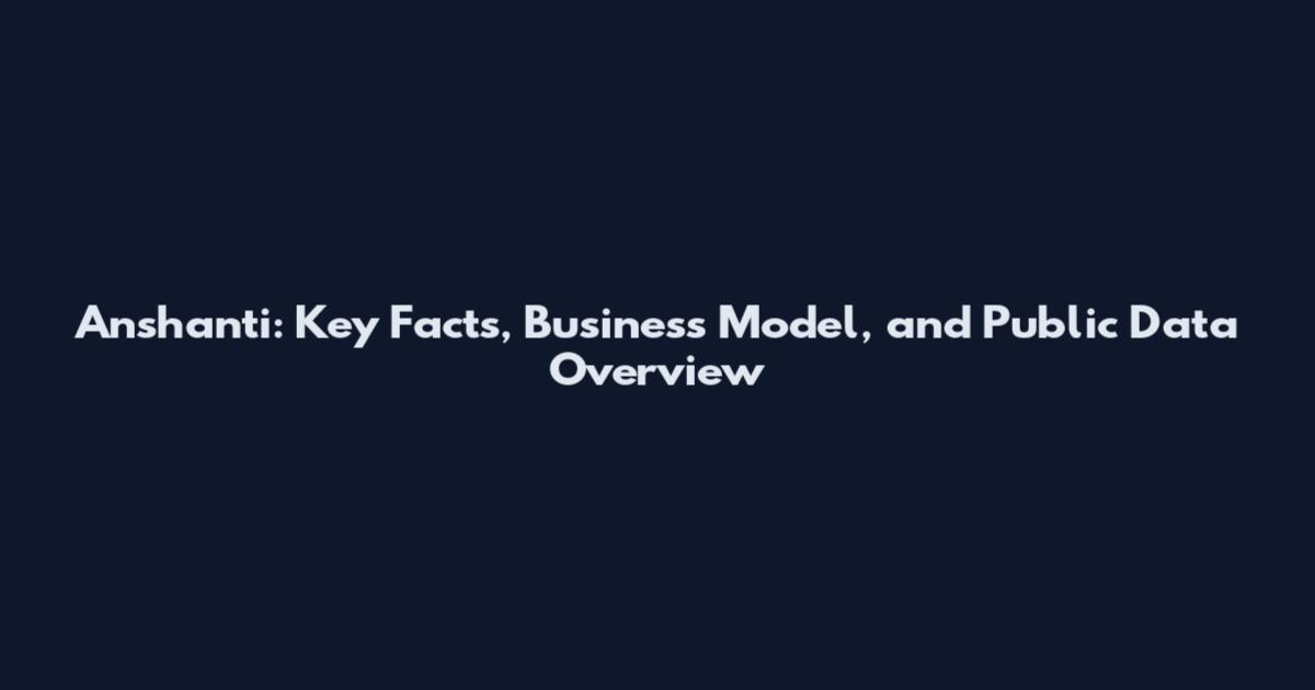 Anshanti: Key Facts, Business Model, and Public Data Overview