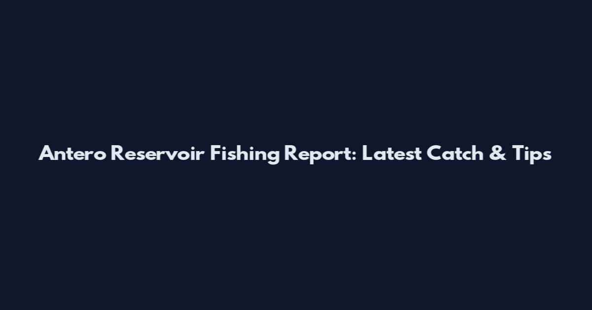 Antero Reservoir Fishing Report: Latest Catch & Tips