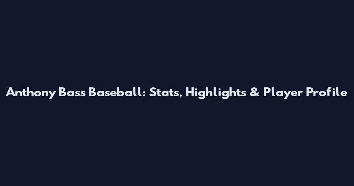 Anthony Bass Baseball: Stats, Highlights & Player Profile