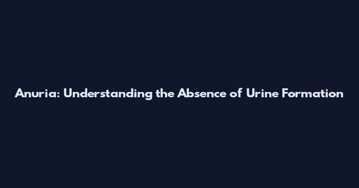 Anuria: Understanding the Absence of Urine Formation