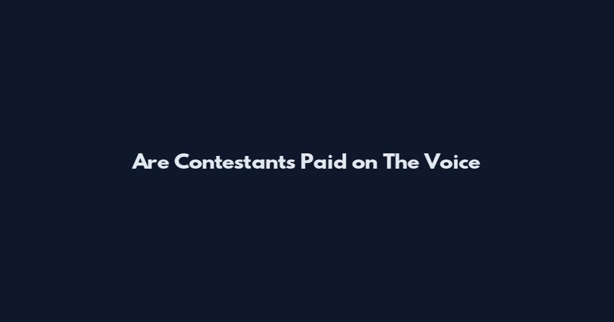 Are Contestants Paid on The Voice