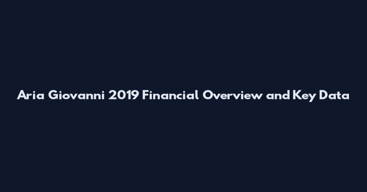 Aria Giovanni 2019 Financial Overview and Key Data