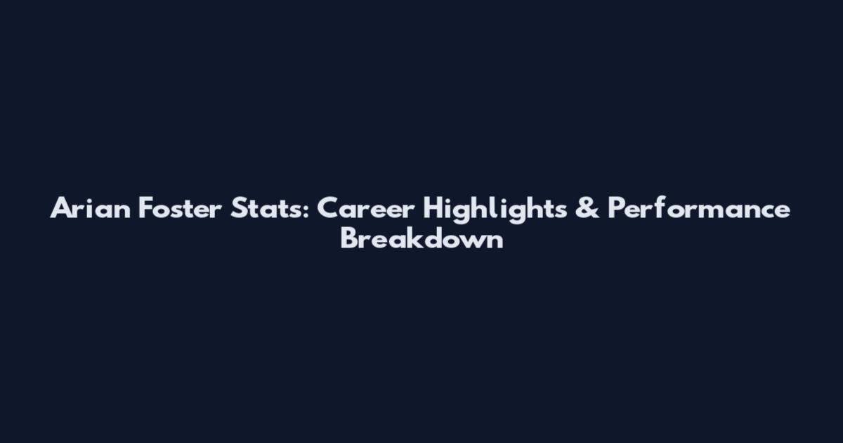 Arian Foster Stats: Career Highlights & Performance Breakdown