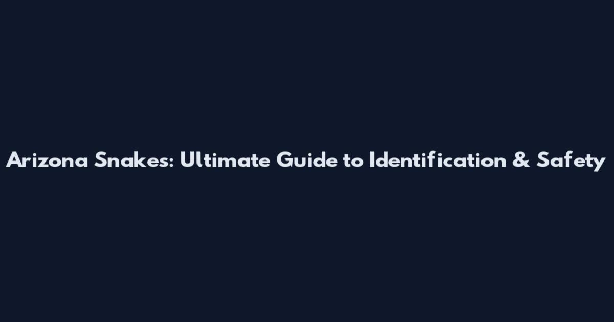 Arizona Snakes: Ultimate Guide to Identification & Safety