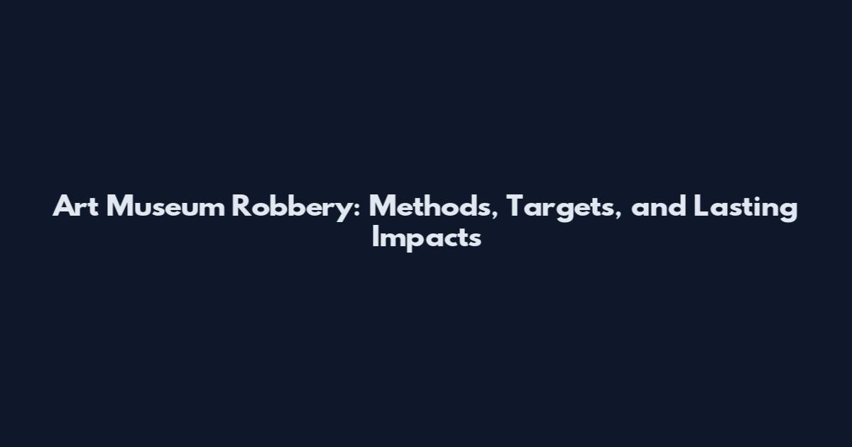 Art Museum Robbery: Methods, Targets, and Lasting Impacts
