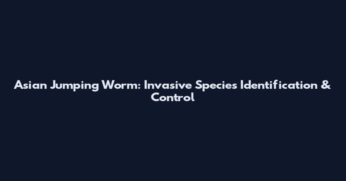 Asian Jumping Worm: Invasive Species Identification & Control