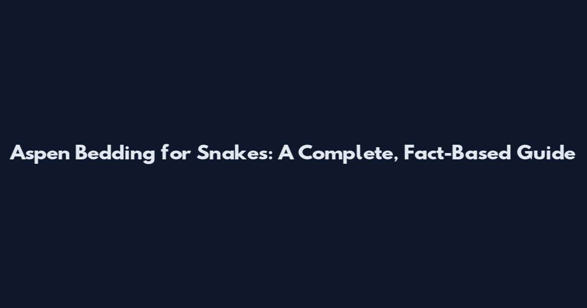Aspen Bedding for Snakes: A Complete, Fact-Based Guide