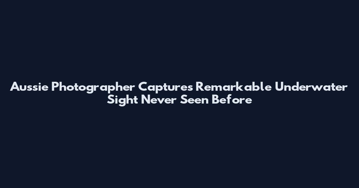 Aussie Photographer Captures Remarkable Underwater Sight Never Seen Before