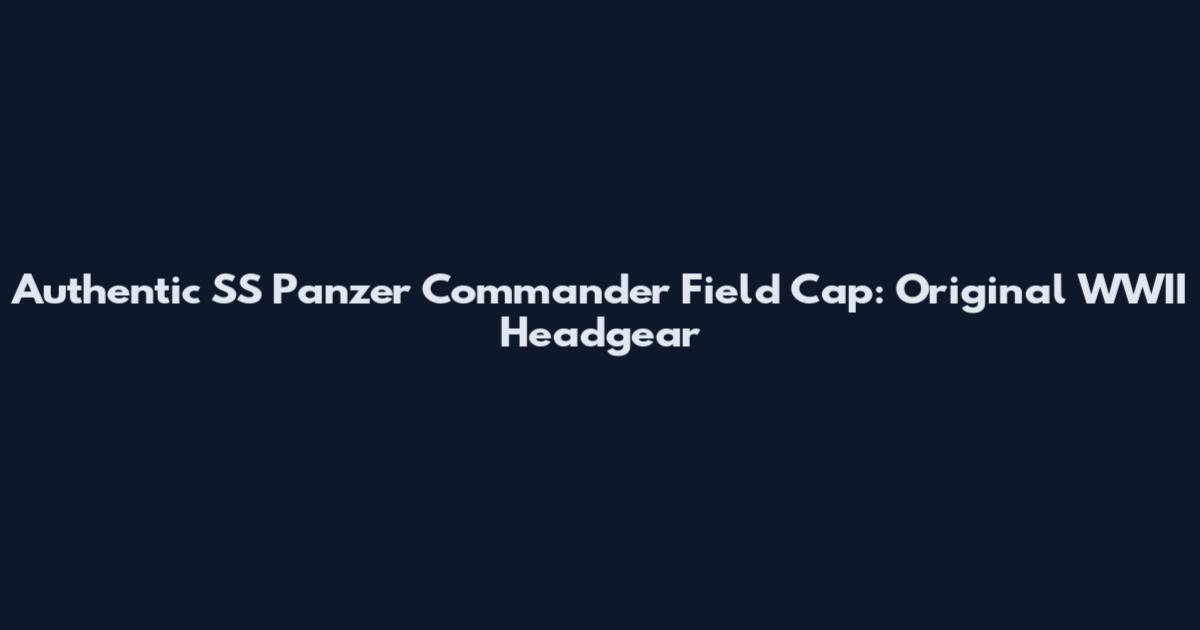 Authentic SS Panzer Commander Field Cap: Original WWII Headgear