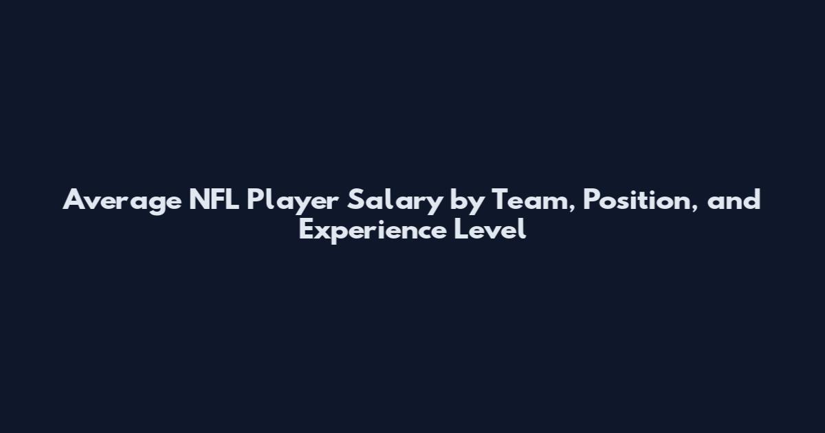 Average NFL Player Salary by Team, Position, and Experience Level