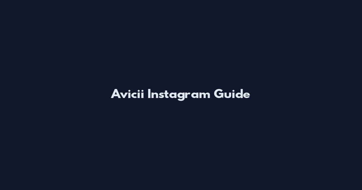 Avicii Instagram Guide