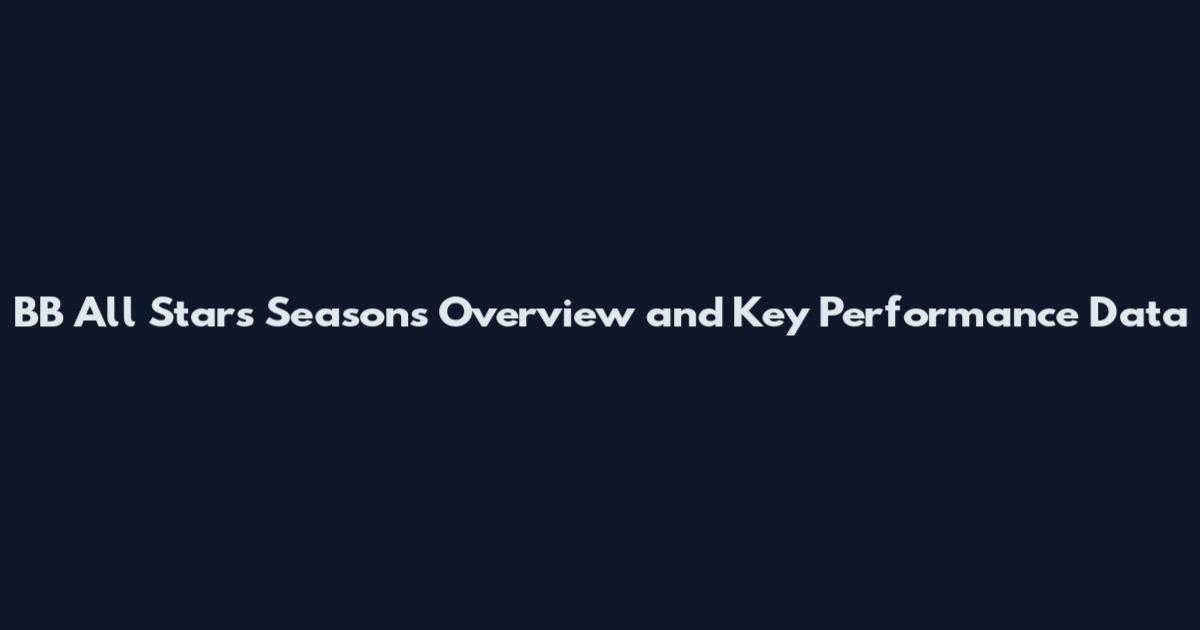 BB All Stars Seasons Overview and Key Performance Data