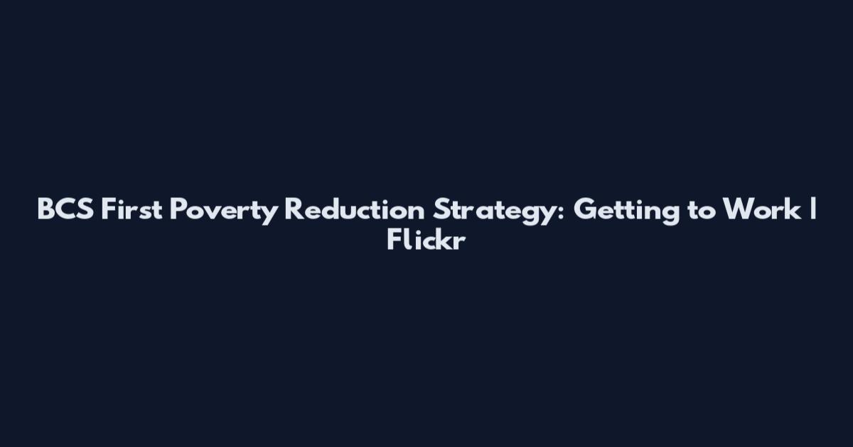 BCS First Poverty Reduction Strategy: Getting to Work | Flickr