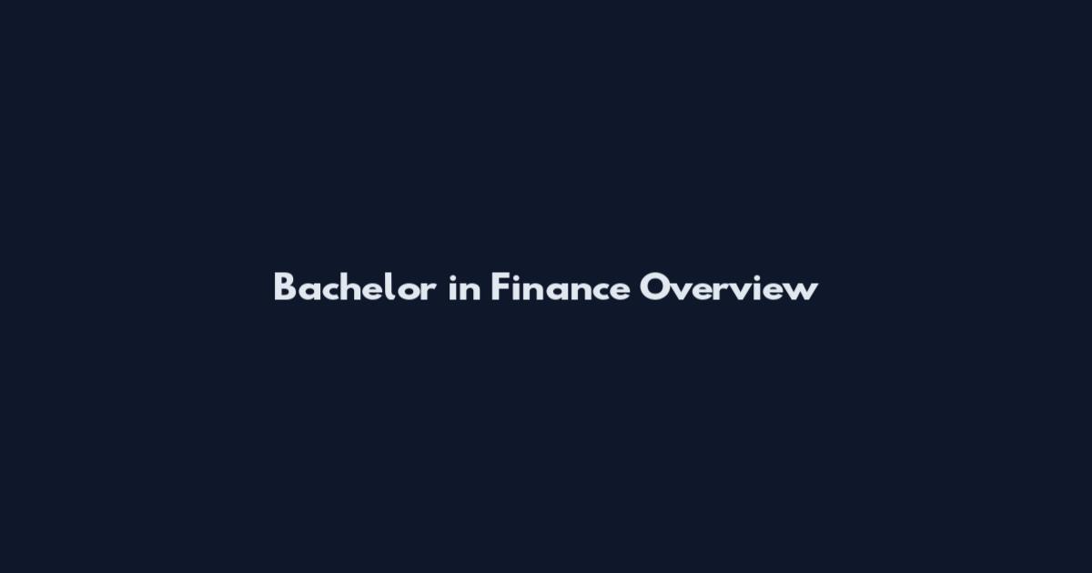 Bachelor in Finance Overview