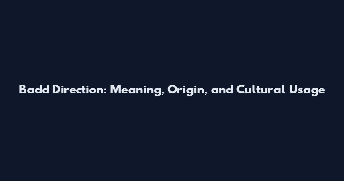 Badd Direction: Meaning, Origin, and Cultural Usage