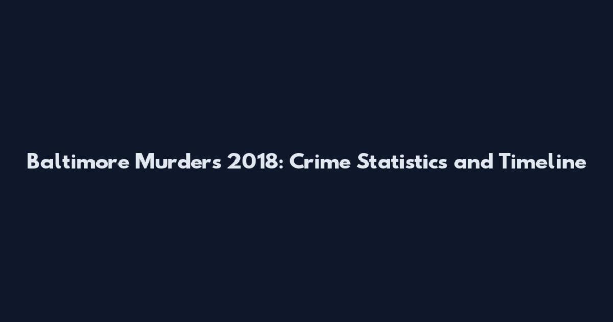 Baltimore Murders 2018: Crime Statistics and Timeline