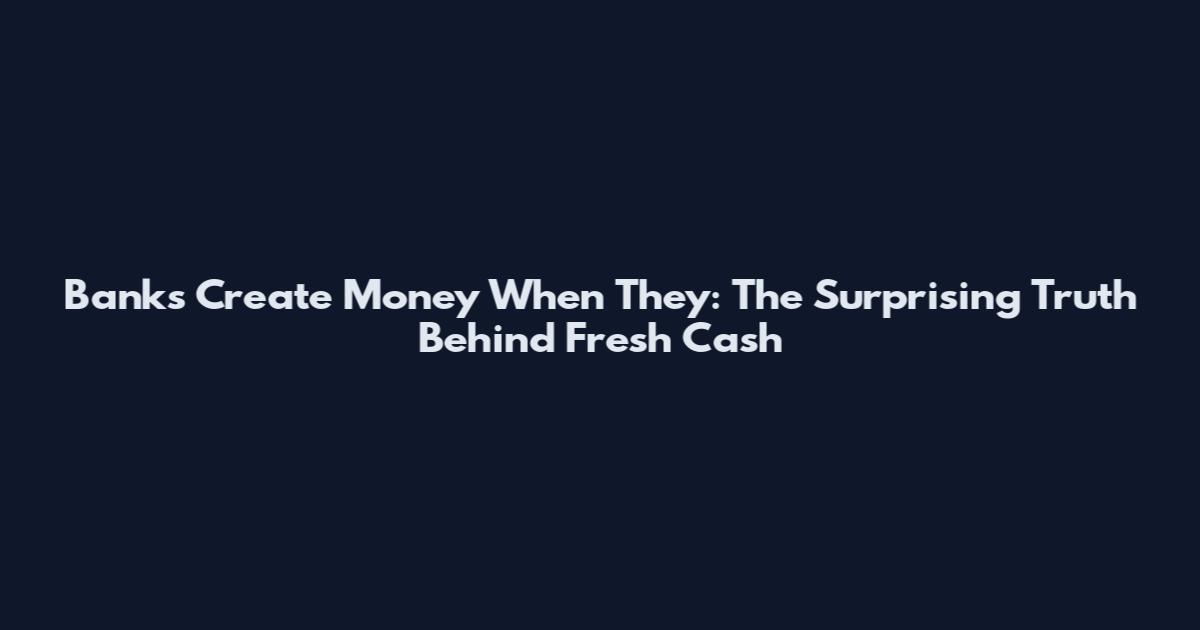 Banks Create Money When They: The Surprising Truth Behind Fresh Cash