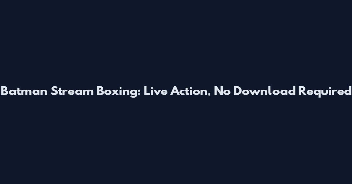 Batman Stream Boxing: Live Action, No Download Required