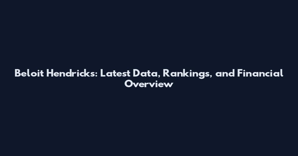 Beloit Hendricks: Latest Data, Rankings, and Financial Overview