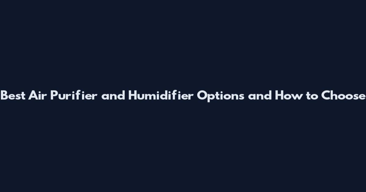 Best Air Purifier and Humidifier Options and How to Choose
