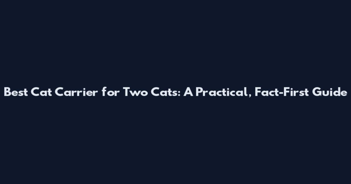 Best Cat Carrier for Two Cats: A Practical, Fact-First Guide