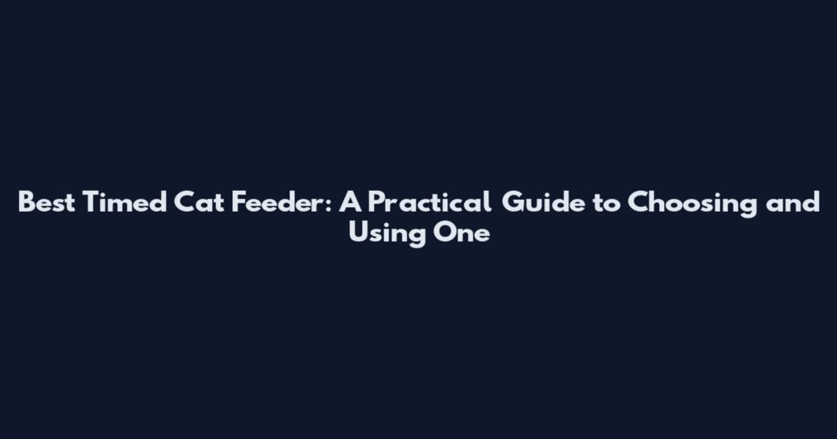 Best Timed Cat Feeder: A Practical Guide to Choosing and Using One