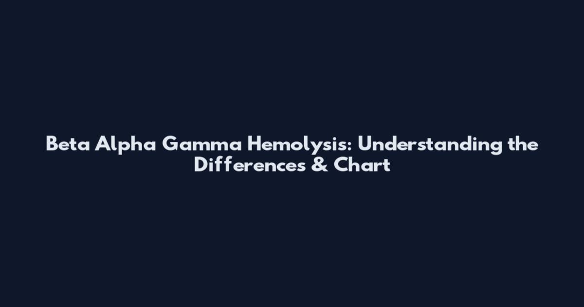 Beta Alpha Gamma Hemolysis: Understanding the Differences & Chart