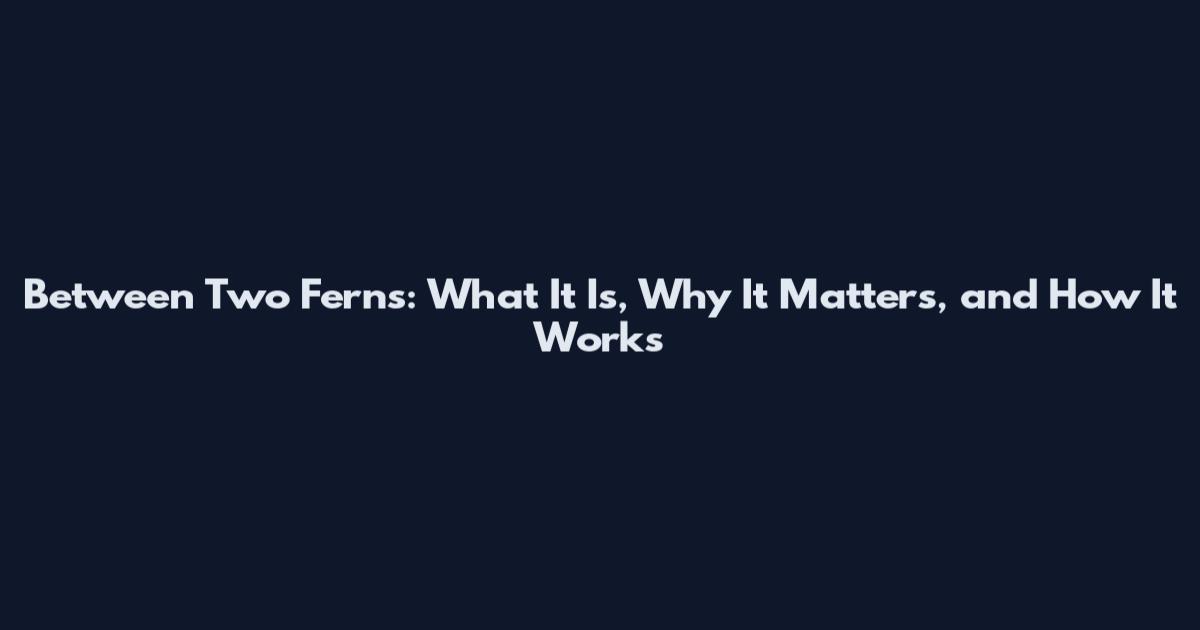 Between Two Ferns: What It Is, Why It Matters, and How It Works