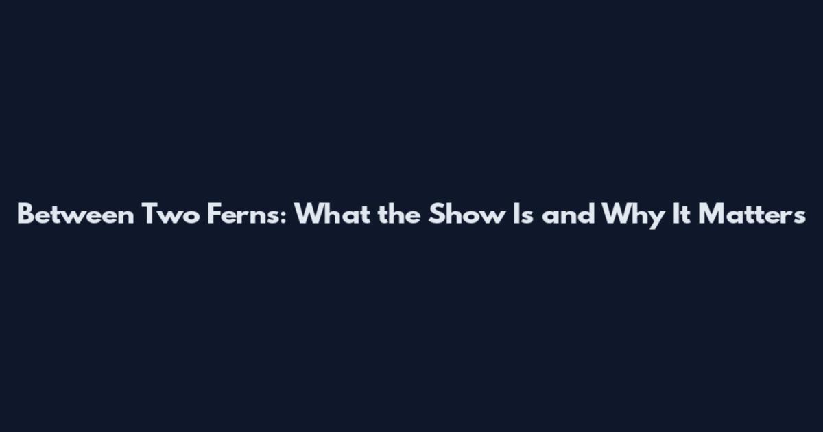 Between Two Ferns: What the Show Is and Why It Matters