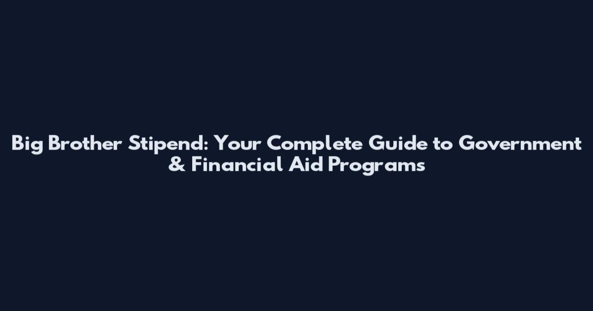 Big Brother Stipend: Your Complete Guide to Government & Financial Aid Programs