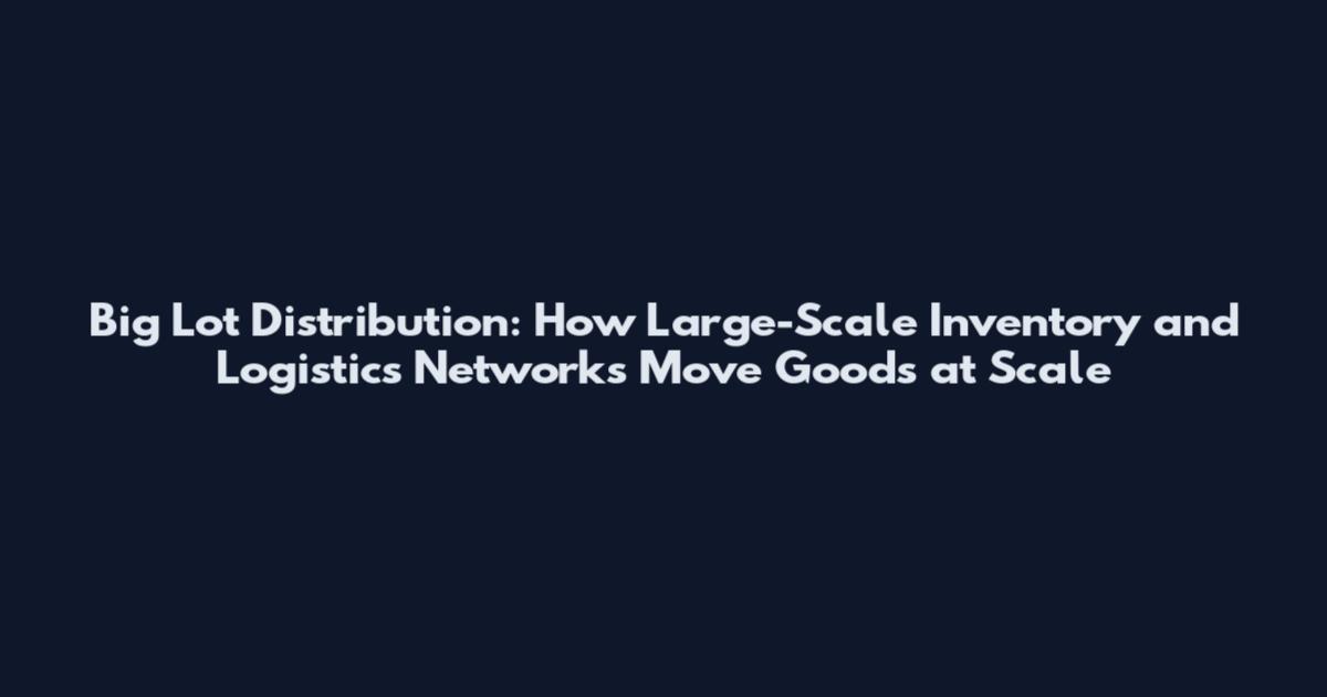 Big Lot Distribution: How Large-Scale Inventory and Logistics Networks Move Goods at Scale