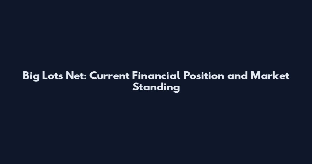Big Lots Net: Current Financial Position and Market Standing