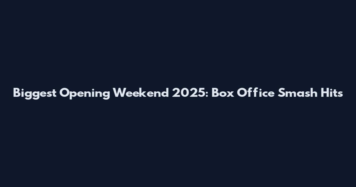 Biggest Opening Weekend 2025: Box Office Smash Hits