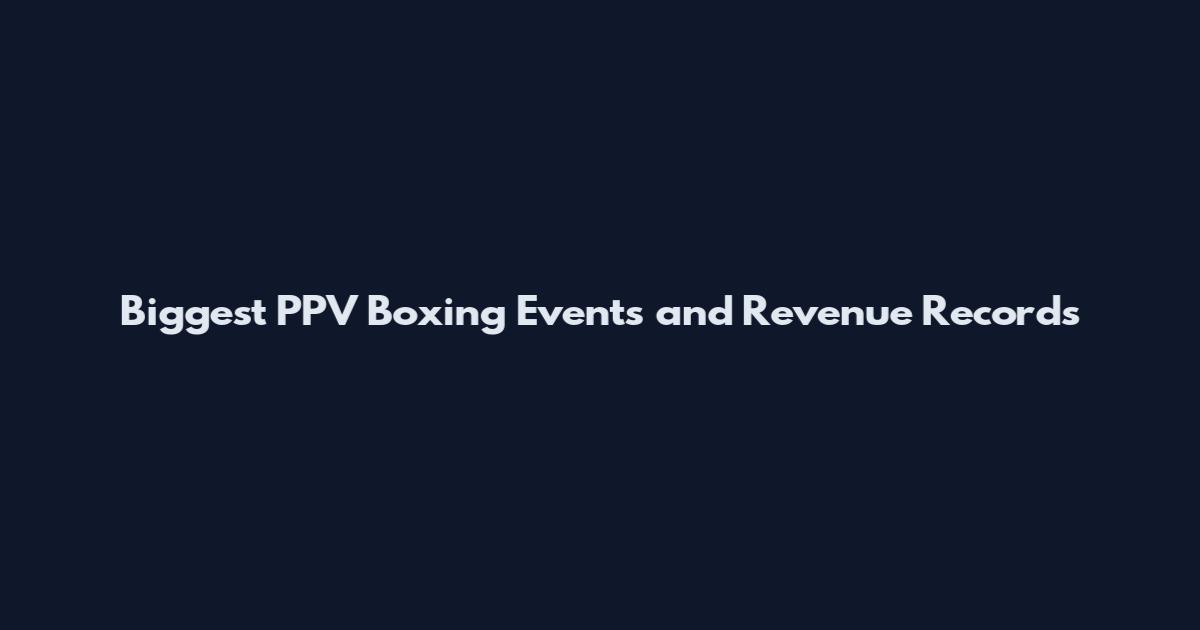 Biggest PPV Boxing Events and Revenue Records