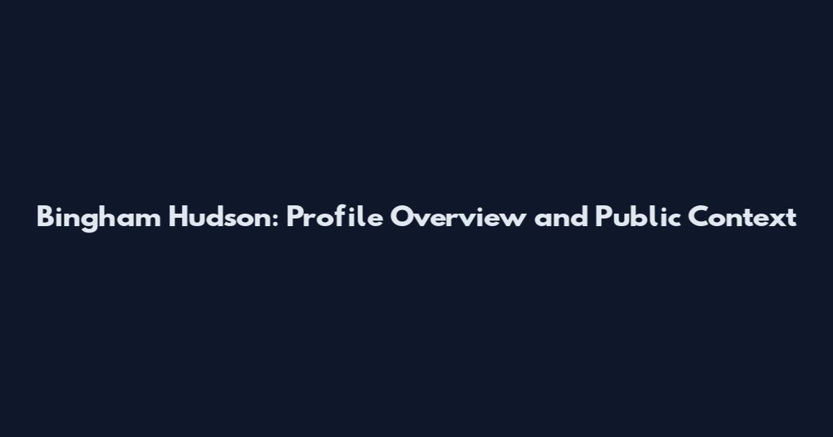 Bingham Hudson: Profile Overview and Public Context